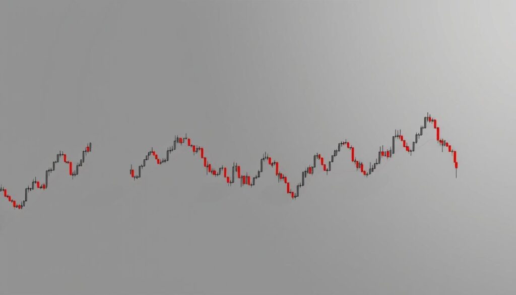 A detailed illustration of candlestick analysis techniques, set against a minimalist gray background. In the foreground, a series of candlestick charts, each displaying a unique pattern like engulfing, hammer, and doji. The charts are rendered in a clean, schematic style, with precise lines and subtle shading to convey the essential elements. In the middle ground, a set of technical indicators like moving averages and Bollinger Bands are subtly integrated, providing additional context. The lighting is soft and directional, creating depth and highlighting the key visual elements. The overall mood is one of focus and clarity, reflecting the analytical nature of the subject matter.