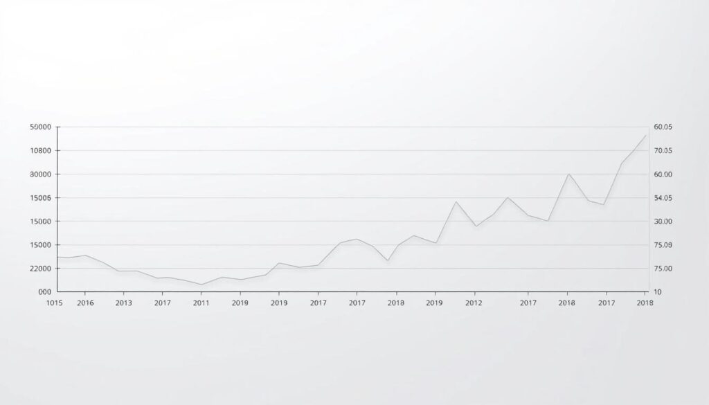 A detailed line chart depicting silver market trends over the past 5 years, showcasing price fluctuations and key economic factors. The chart is rendered in a sleek, minimalist style with a cool, silver-toned color palette. The background is a soft, muted gradient, allowing the chart to take center stage. The lines are crisp and precise, conveying a sense of data-driven analysis. The chart is presented from a slightly elevated perspective, creating a sense of depth and authority. The overall aesthetic is clean, professional, and designed to effectively communicate the nuances of the silver market to the reader.