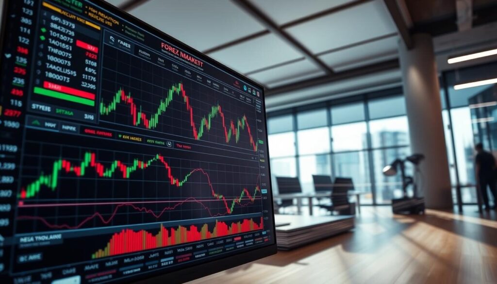 A dynamic forex trading execution scene with a focus on speed and precision. In the foreground, a precision-crafted trading interface depicts real-time market data, order entry, and execution confirmations. The middle ground showcases a series of high-resolution currency pair charts, each pulsing with activity and volatility. In the background, a sleek, modernist office environment provides a sense of professional ambiance, with large windows allowing natural light to stream in. The overall mood conveys a sense of focus, efficiency, and the thrill of fast-paced financial markets.