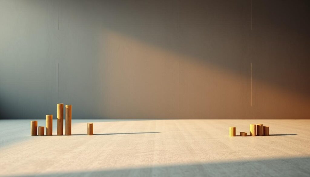 A meticulously crafted scene of classic candlestick patterns against a muted backdrop. In the foreground, an array of detailed candlestick formations - including the bullish engulfing, bearish harami, and hammer patterns - rendered in soft, warm lighting that casts subtle shadows. In the middle ground, a neutral gray canvas serves as a minimalist stage, allowing the technical indicators to take center stage. The background features a subtle gradient, hinting at the broader financial landscape in which these patterns are observed. The overall composition strikes a balance between precision and elegance, inviting the viewer to closely examine the nuances of these essential technical analysis tools.
