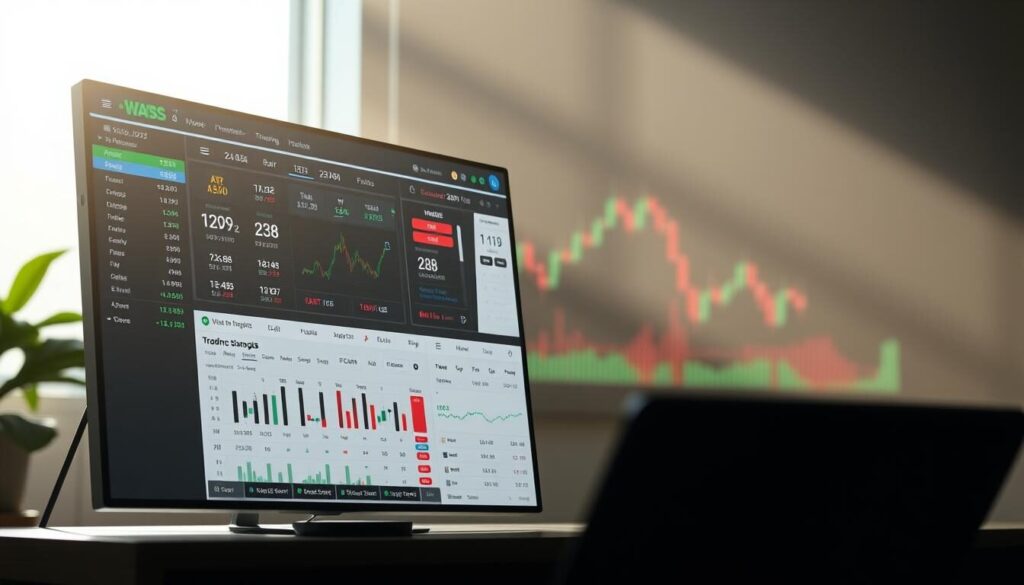 A sleek, user-friendly trading platform interface bathed in a soft, natural light. The foreground showcases a clean, intuitive dashboard with customizable widgets, real-time market data, and simple order execution controls. The middle ground features a comprehensive chart panel displaying various technical indicators and price movements, inviting the user to analyze market trends. In the background, a subtle gradient backdrop creates a sense of depth and sophistication. The overall atmosphere exudes professionalism, clarity, and ease of use, catering to both novice and experienced traders.