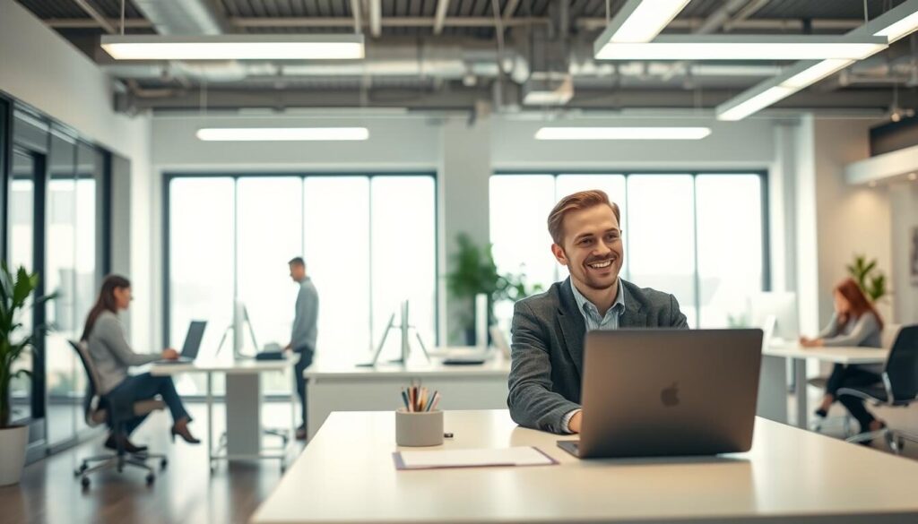 A warm, inviting customer service experience unfolds in a modern, well-lit office space. In the foreground, a friendly customer service representative sits at a sleek, minimalist desk, engaged in a thoughtful conversation with a satisfied client. The middle ground showcases the streamlined, efficient workflow, with other representatives diligently assisting customers. In the background, the office boasts a clean, professional aesthetic, with ample natural light filtering through large windows, creating a calming, productive atmosphere. The overall scene conveys a sense of attentive, personalized care, reflecting a commitment to delivering an exceptional client experience.