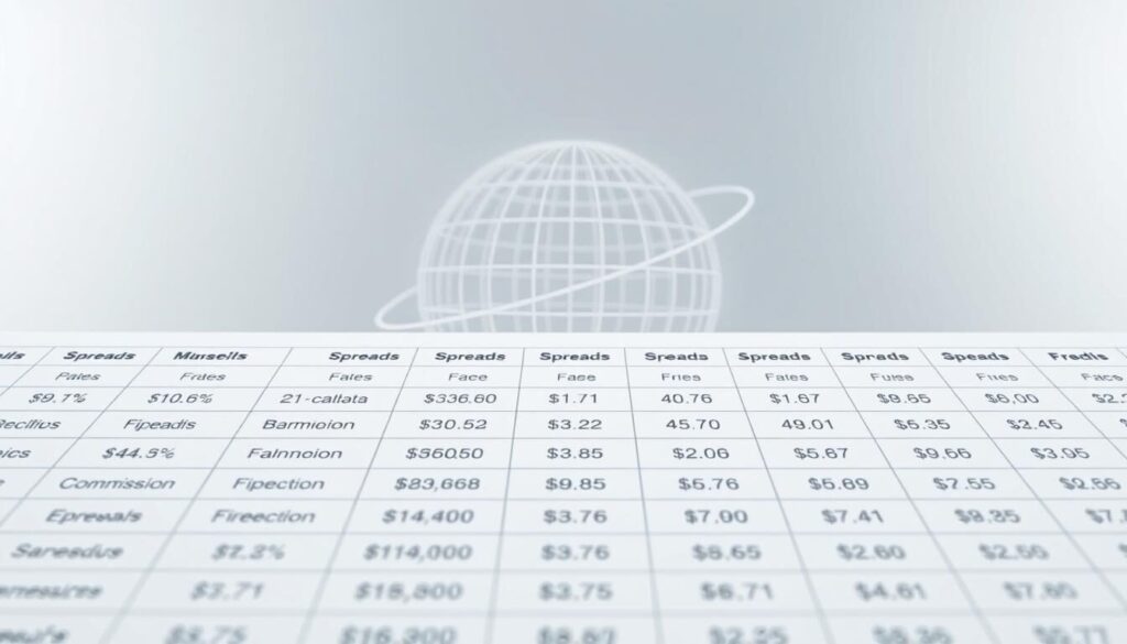 Forex fee structures depicted in a clean, minimalist style. In the foreground, a grid of various fee types - spreads, commissions, swap rates - presented in a clear, organized manner. The middle ground showcases a line chart tracking changes in these fees over time, highlighting the impact of ESMA regulations. The background features a subtle wireframe globe, symbolizing the global nature of the forex market. The lighting is soft and diffused, creating a professional, data-driven atmosphere. The overall composition conveys a sense of transparency and attention to detail, reflecting the key aspects of the ESMA-regulated forex landscape.